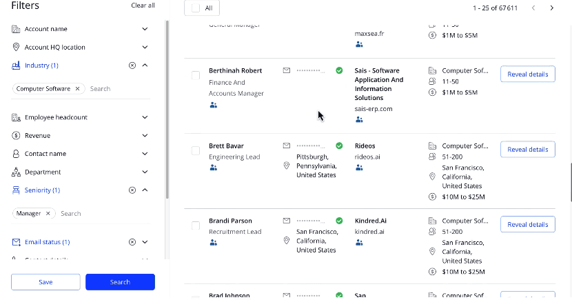 Find ideal clients with advanced filters